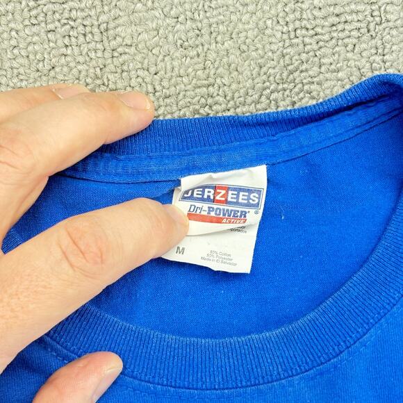 Natty Light Shirt Men's Medium Blue Short Sleeve Beer Shirt College Distressed - Picture 4 of 8